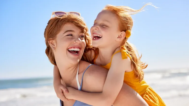 Family fun on beach with great smiles