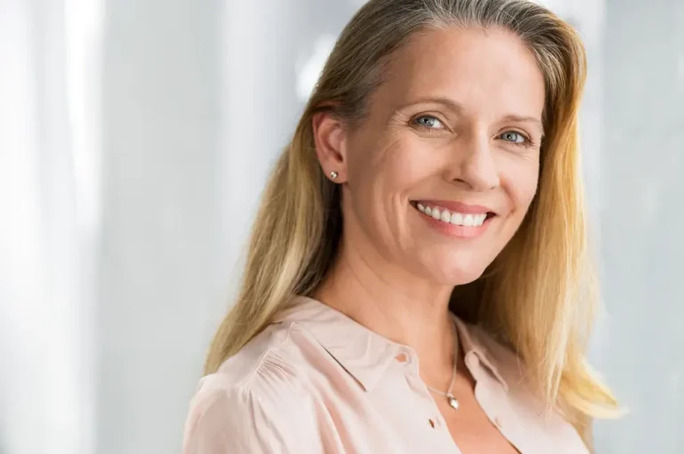 Older lady with implant smile